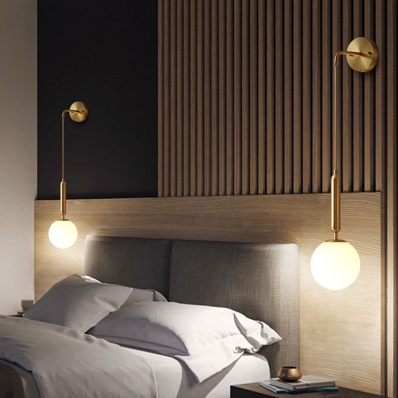 Sphere Shape Glass Wall Light Fixture Modern Style Wall Lamp for Dining Room