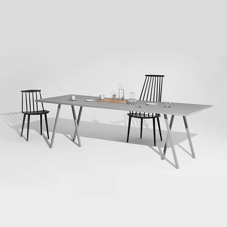 Mesa rectangular moderna de madera maciza, mesa interior con tapa de madera y patas