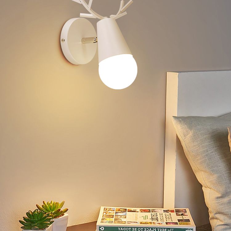 1 Light Metal Wall Sconce Light Simple Macaron Antler Wall Mount Lamp Fixture for Boy Girl Bedroom