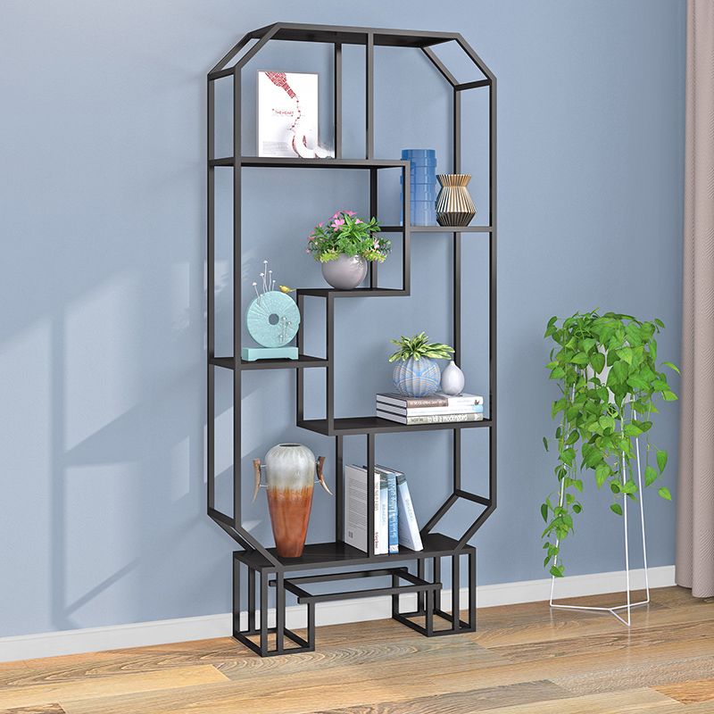 Industrial Open Back Bookshelf Etagere Metal Bookcase with Shelves