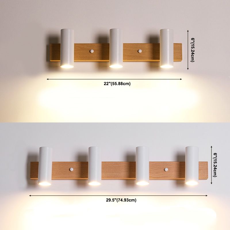 Multi Light Strip Vanity Light Modern Style Mirror Light with Wood for Bedroom