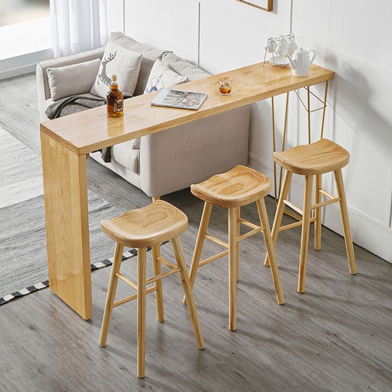 Glam Style 1/2/4 Pieces Bar Table Set Rectangle Bar Table with Wood Stools