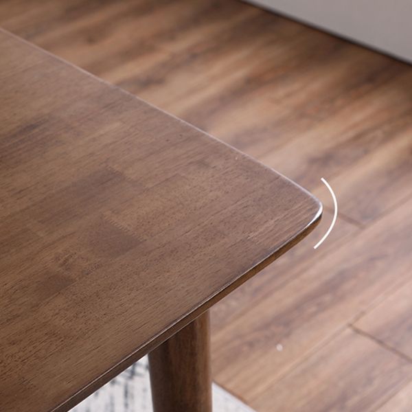 Rectangle Rubber Wood Table Modern Dining Table in Walnut with 4 Legs for Restaurant