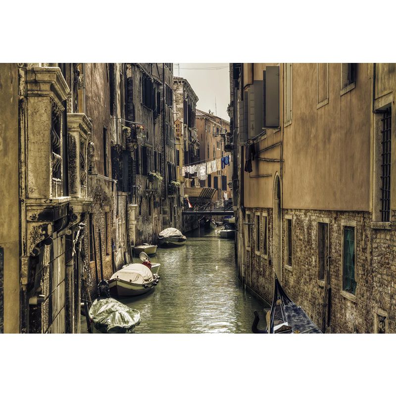 Waterproof Venice Floating City Mural Modern Non-Woven Wall Covering, Customized Size