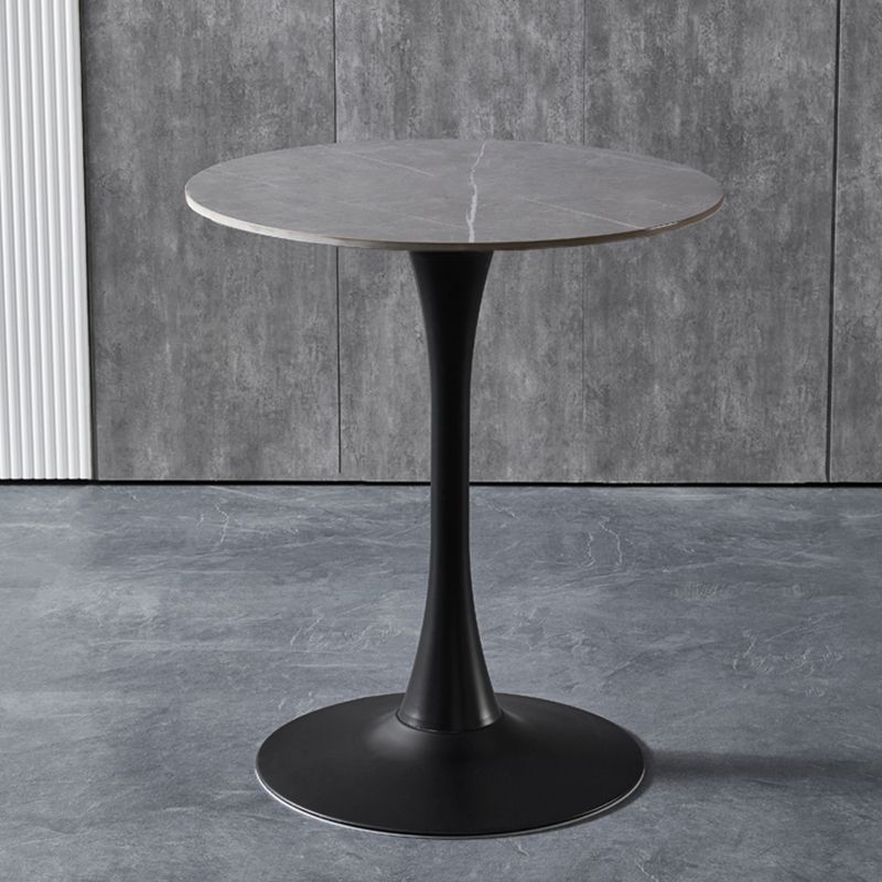 Contemporary Stone Round Top Restaurant Table Metal Base Dining Table