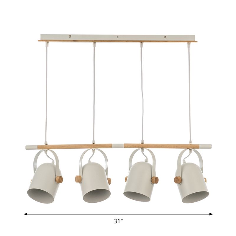 Adjustable Dome Shade Island Lighting Metal Triple Light Nordic Style Ceiling Pendant in White