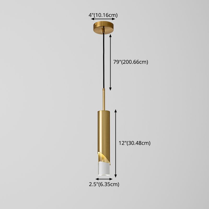 Minimaliste moderne LED Pendante Light Light Aluminium Lampe suspendue cylindrique avec une teinte acrylique