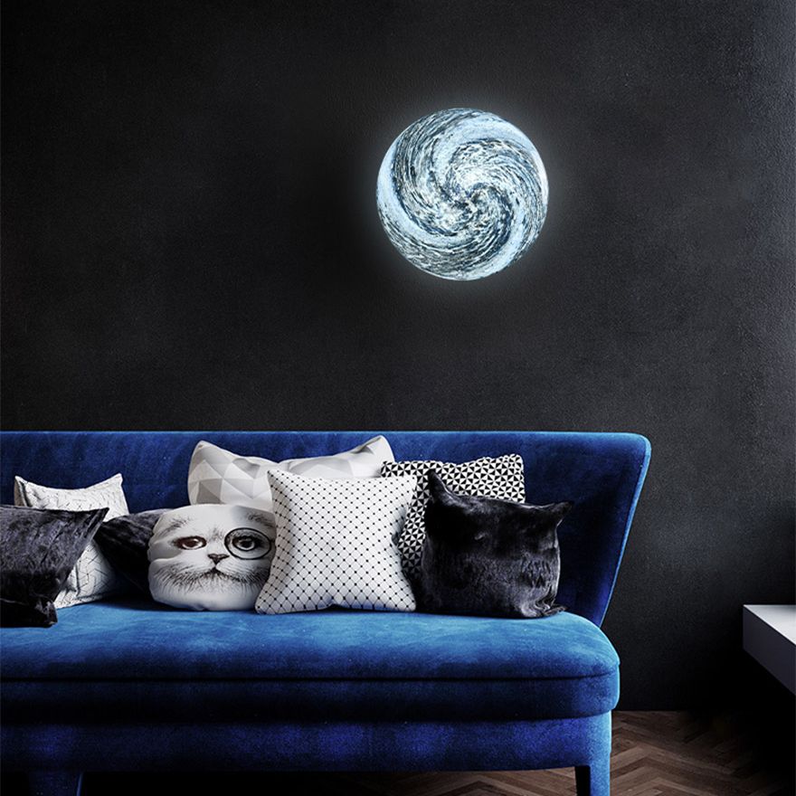 Contemporary Glass Wall Lighting 1-Light Circle Sconce Light for Bedroom