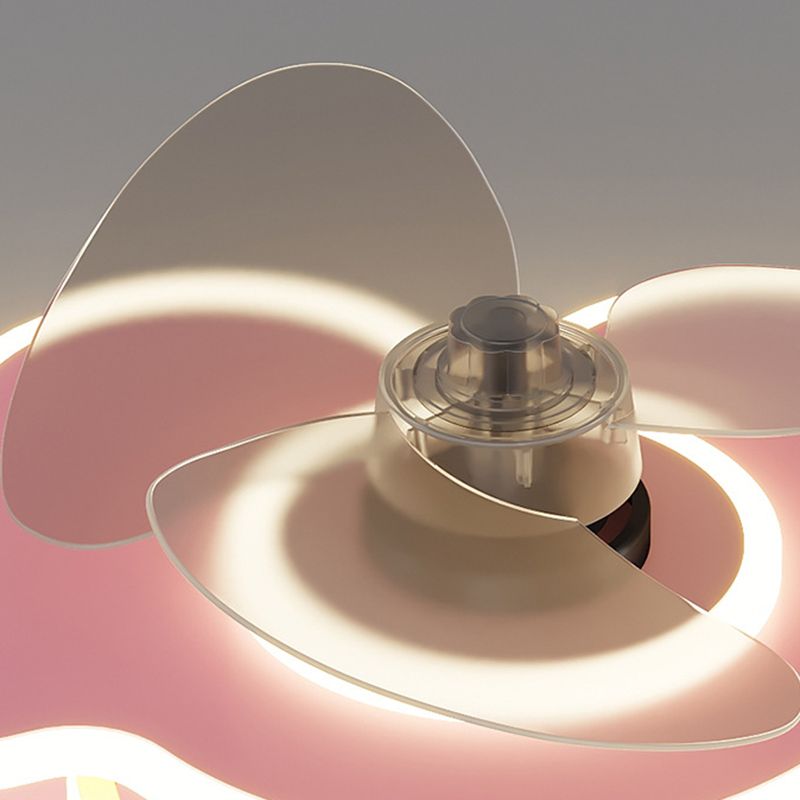 3-Blade Ceiling Fan Children Metallic Pink Fan with Light for Dining Room