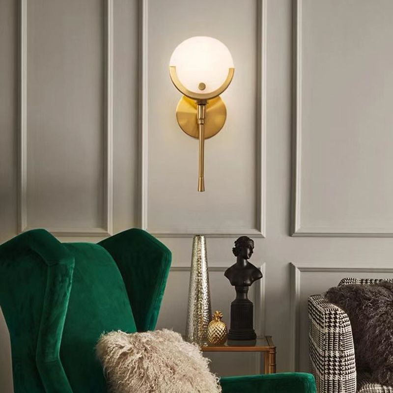 Single Golden Modernism Wall Mounted Sconce Shaded Wall Light for Dining Room