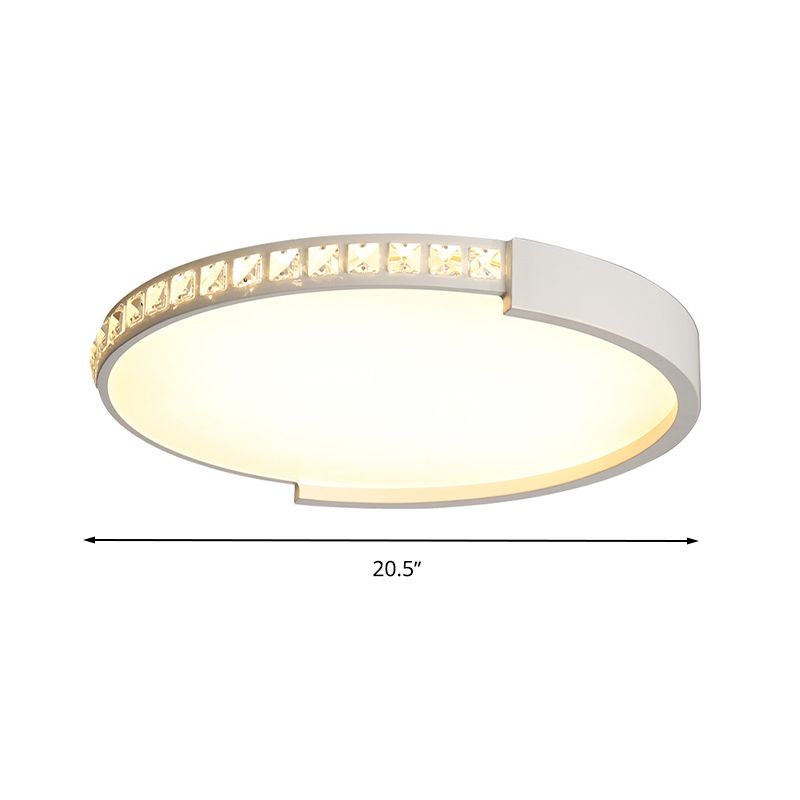16.5"/20.5"/24.5" Dia Round Crystal Ceiling Lamp Simple White LED Flush Mount in Warm/White Light