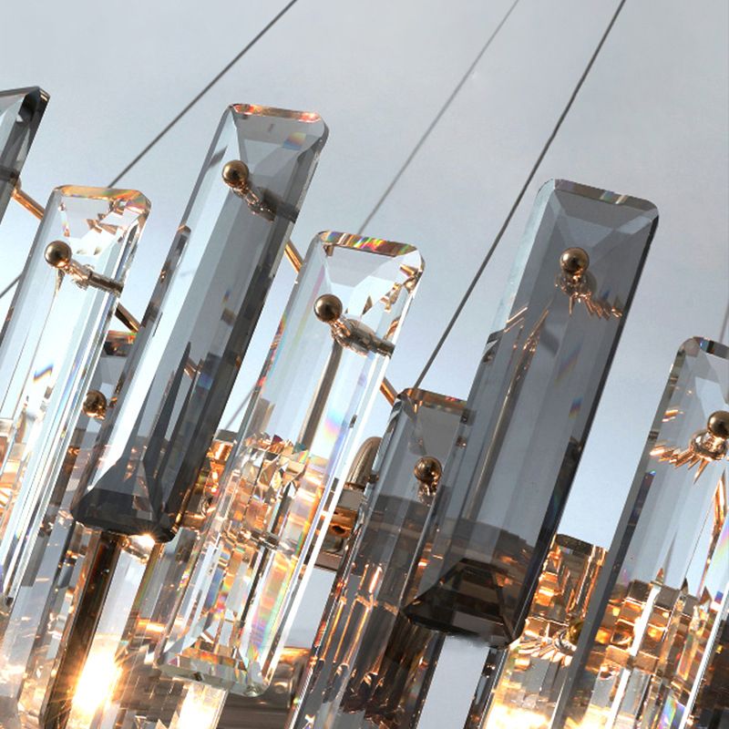 Contemporary Style Geometry Shape Island Lights Crystal Island Lighting in Grey