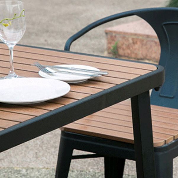 Modern Wood Patio Dining Table 1/3/5/7 Pieces Geometric Outdoor Dining Set