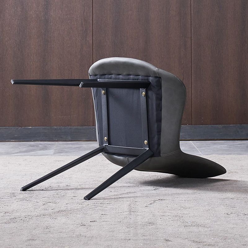 Industrial Style Side Chair Metal Solid Back Dining Room Chair for Kitchen