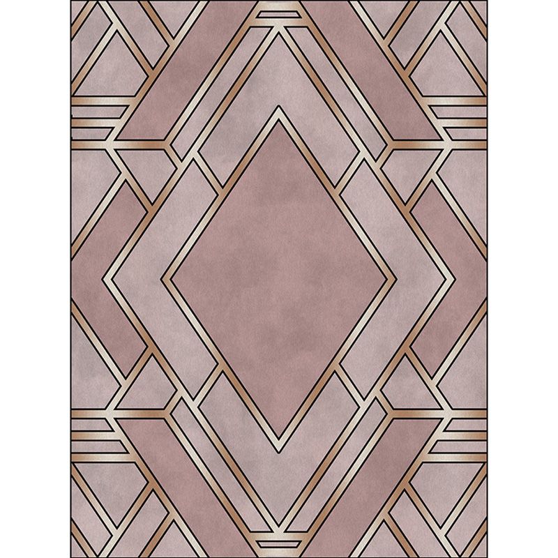 Contemporary Geometric Pattern Rug Pink Polyester Rug Pet Friendly Washable Area Carpet for Home