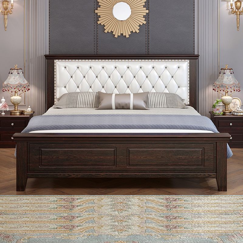 Contemporary Wood and Upholstered Bed Rectangular Standard Bed with Custom Gold Legs