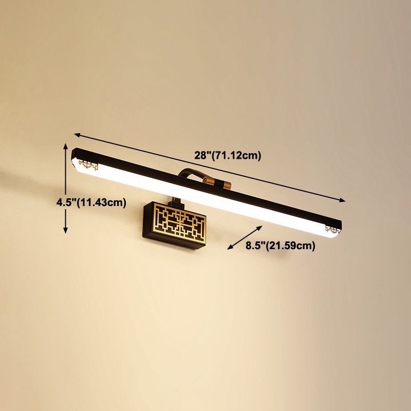 Linear Shade Metal Wall Sconce Modern 1 Light Mirror Wall Mount Light Fixture in Black