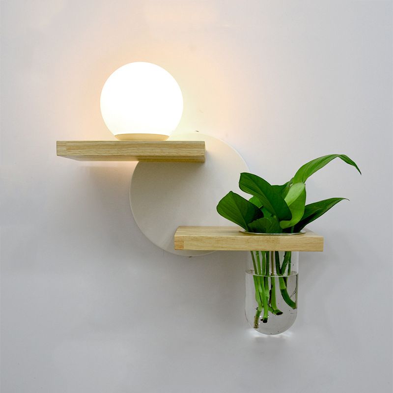 1-Licht geometrische Wandleuchten moderne einfache Style Holzwandbeleuchtung in braun und grün