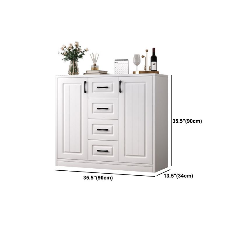 Contemporary White Wooden Accent Cabinet with Doors and Drawers