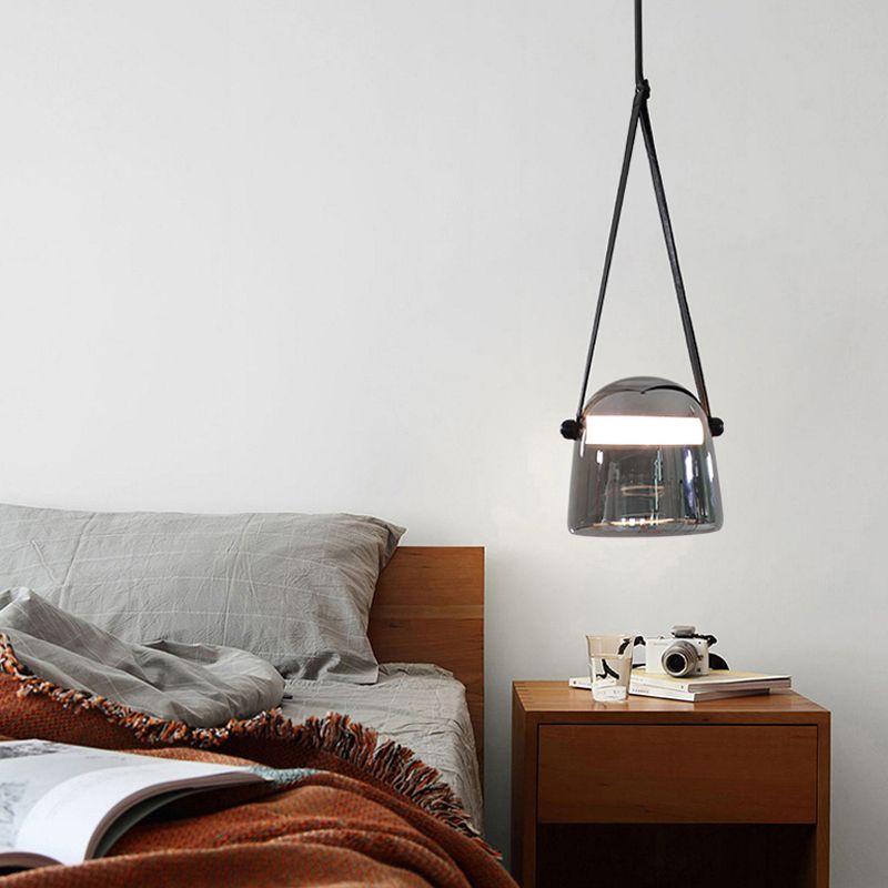 Forme de baril Éclairage suspendu en verre de style moderne 1 pendentif léger pour chambre à coucher