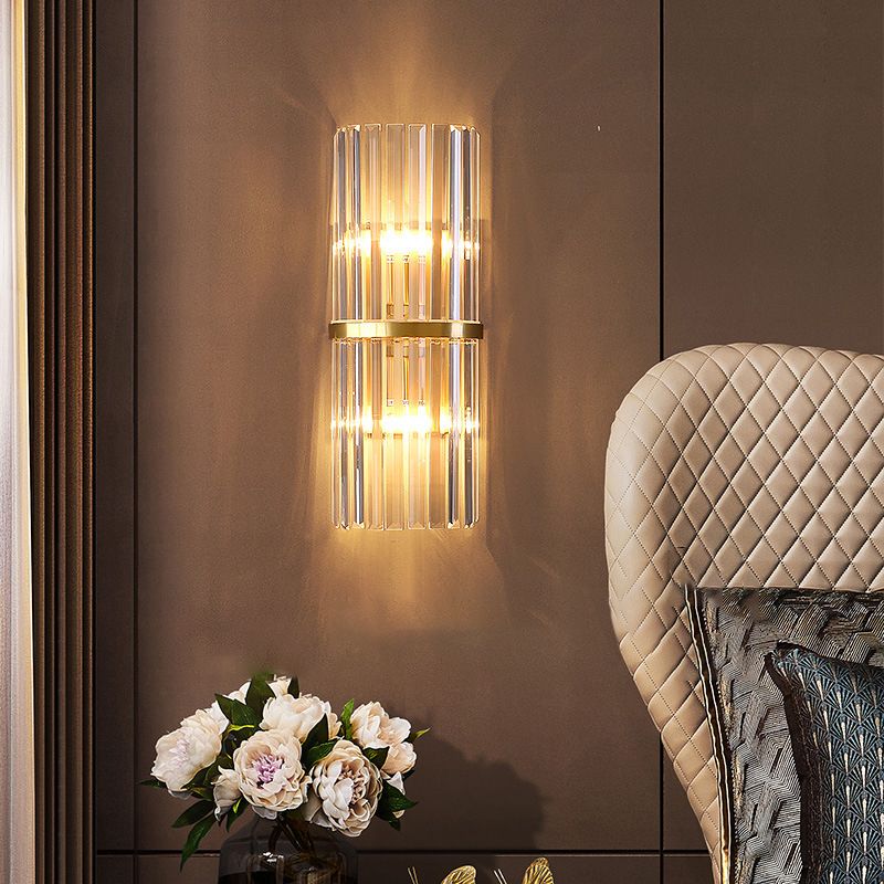 Moderner Stil Geometrischer Schatten Wandleuchte Kristallwandhalterung Leuchte in Gold