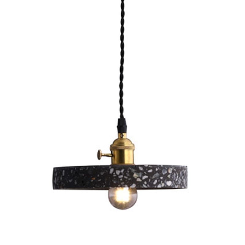 Modern Style Hanging Light Fixture 1-Light Pendant Light with Stone Shade for Bedroom