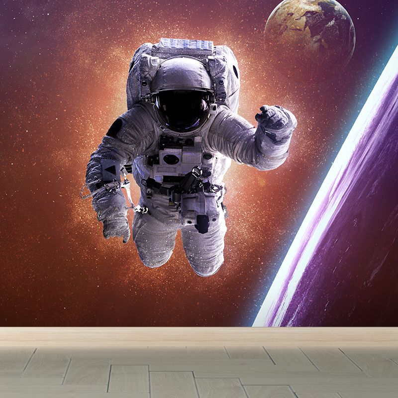 Non-Woven Decorative Wall Mural Sci-Fi Astronaut and Milky Way View Wall Covering