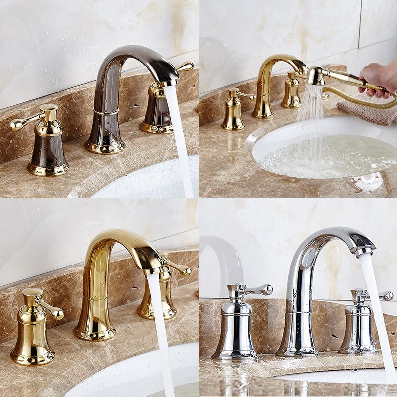 Glam Style Faucet Widespread Sink Faucet with 2 Lever Handles