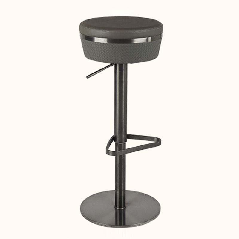 Contemporary Style Barstool Round Upholstered Bar Stool with Metal Base