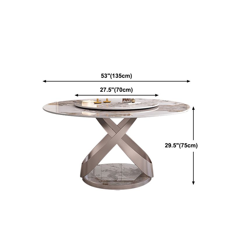 Contemporary Round Pedestal Dining Table Stone Matte Finish Table