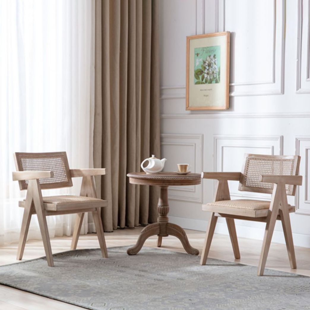 Farmhouse Style Ash Wood Chair Open Back Dining Room Kitchen Arm Chairs Set