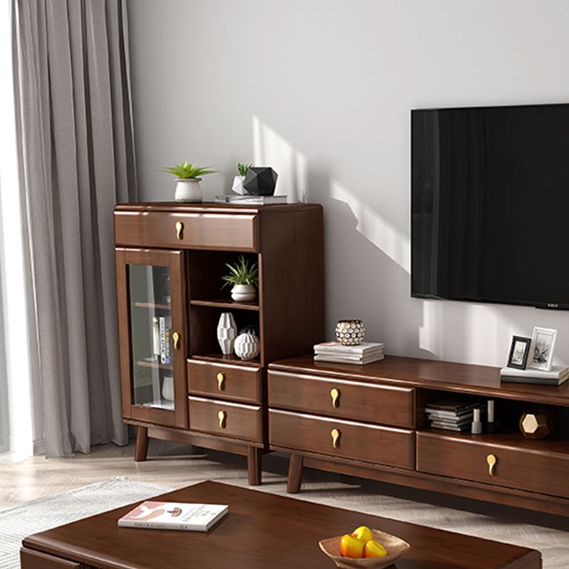 3 - Drawer Rubberwood Accent Cabinet 43.3" Tall 1 - Door Chest