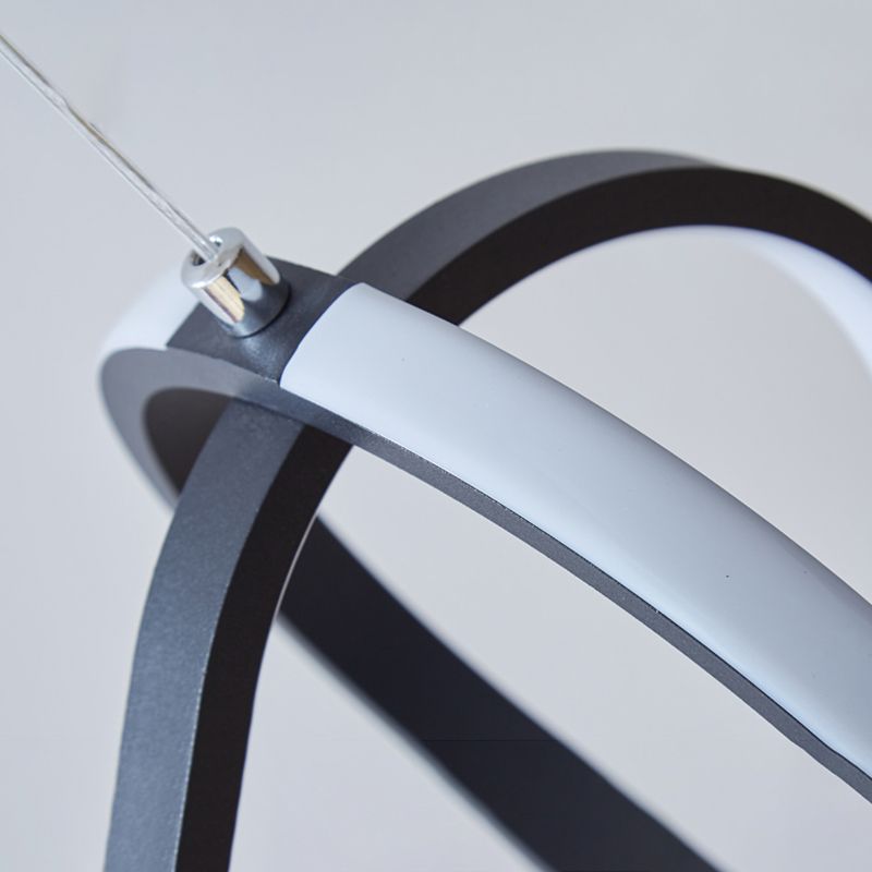 Black Simplicity Circle Hanging Light Kit Metal Luz de techo de 1 luz para dormitorio