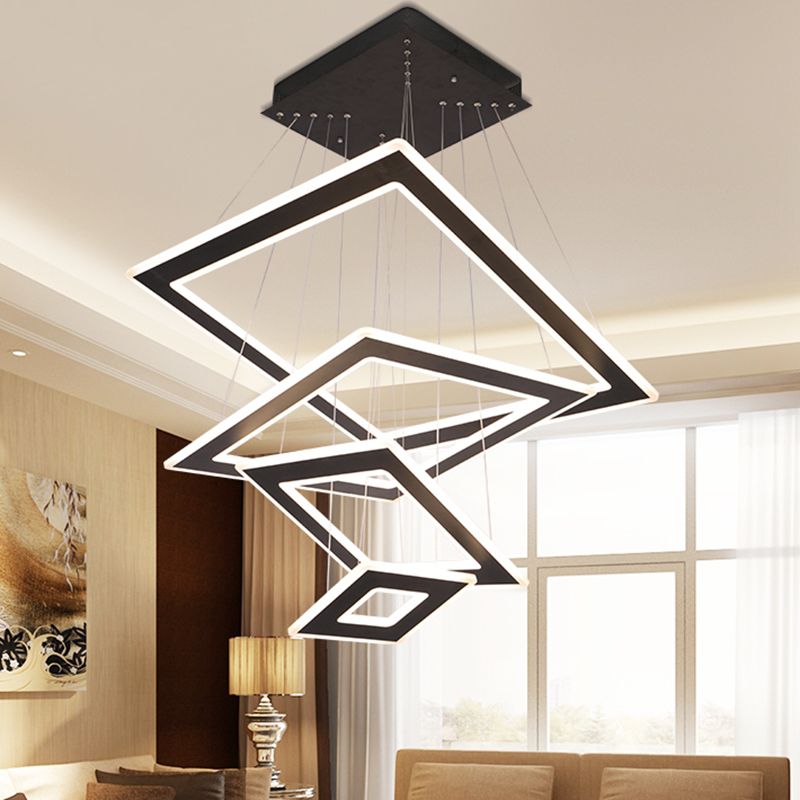 Sospensione a livello rhombo Sospensione Light Light Acrilic Nordic Style Lampadella in nero in nero