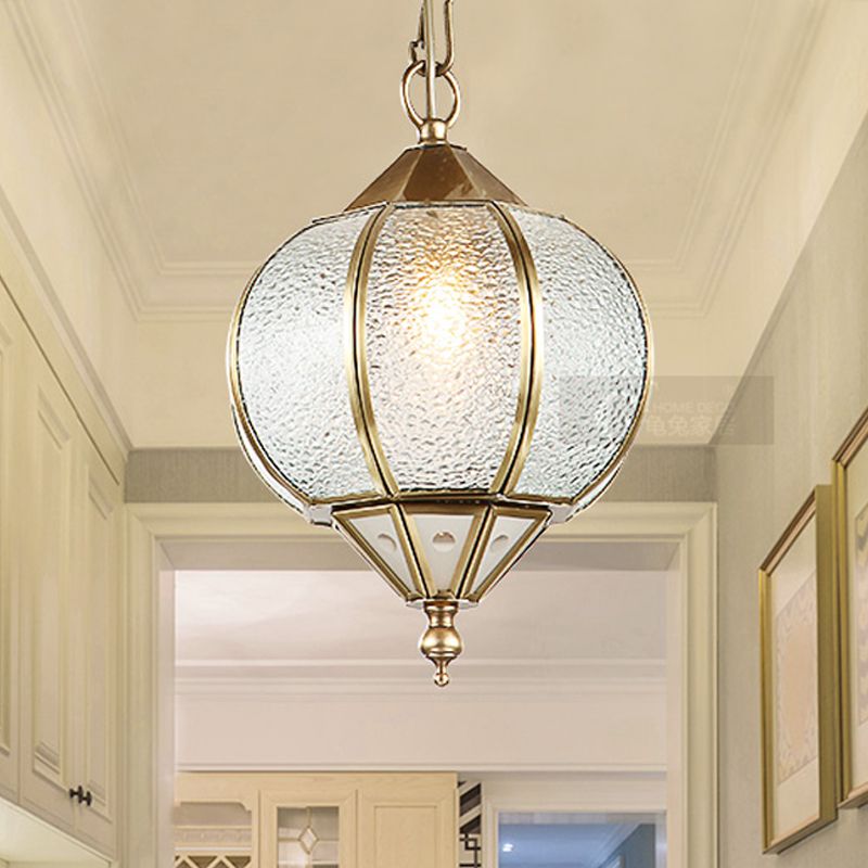 Lantern Dining Room Ceiling Pendant Colonial Bubble Glass 1 Head Gold Hanging Light Fixture