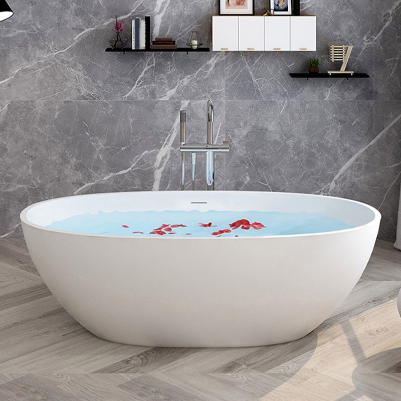 Modern Ellipse Stone Bathtub Freestand Soaking Bathtub with Drain Bath Tub