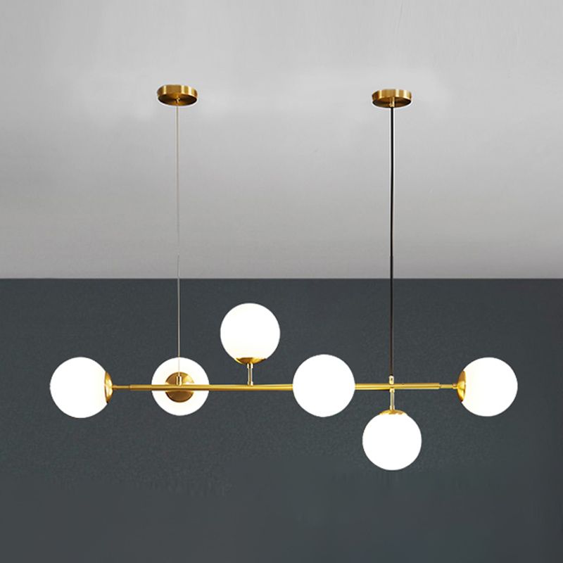 Modern Spherical Island Lighting Fixtures Glass 6 Light Pendant Lighting