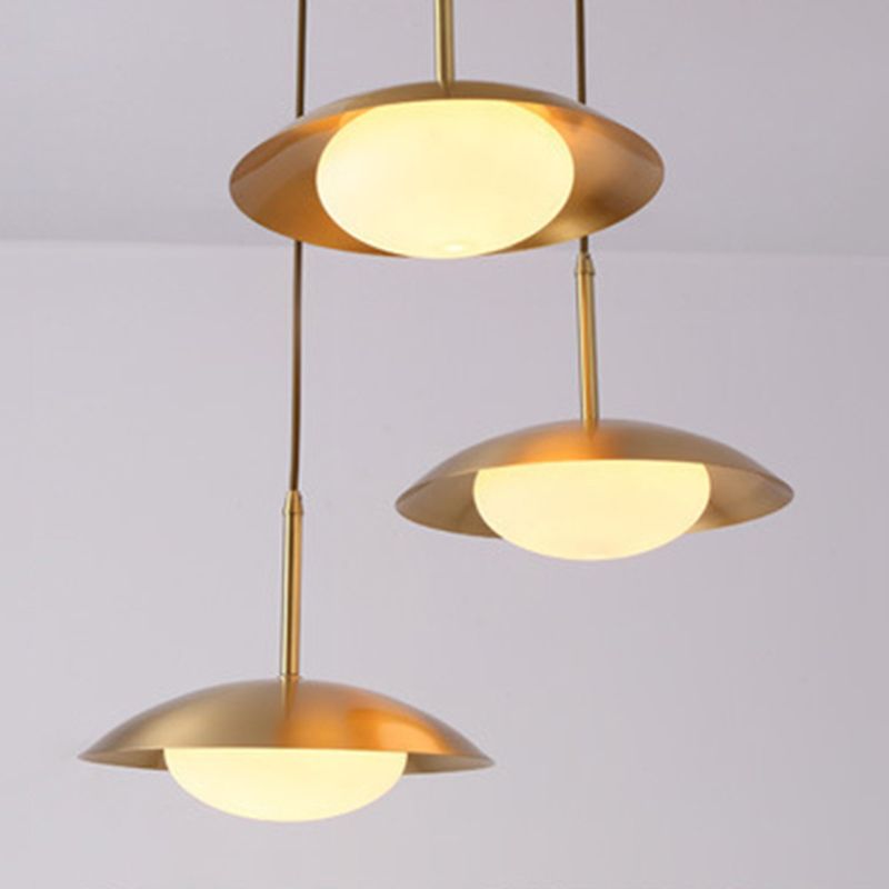 Modern Minimalist Style Flat Hanging Light Fixtures 1 Light Ceiling Pendant Light with Glass Shade