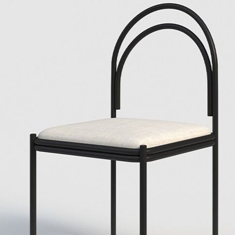 Metal Industrial Dining Chair Metallic Finish Side Chair with Black Legs