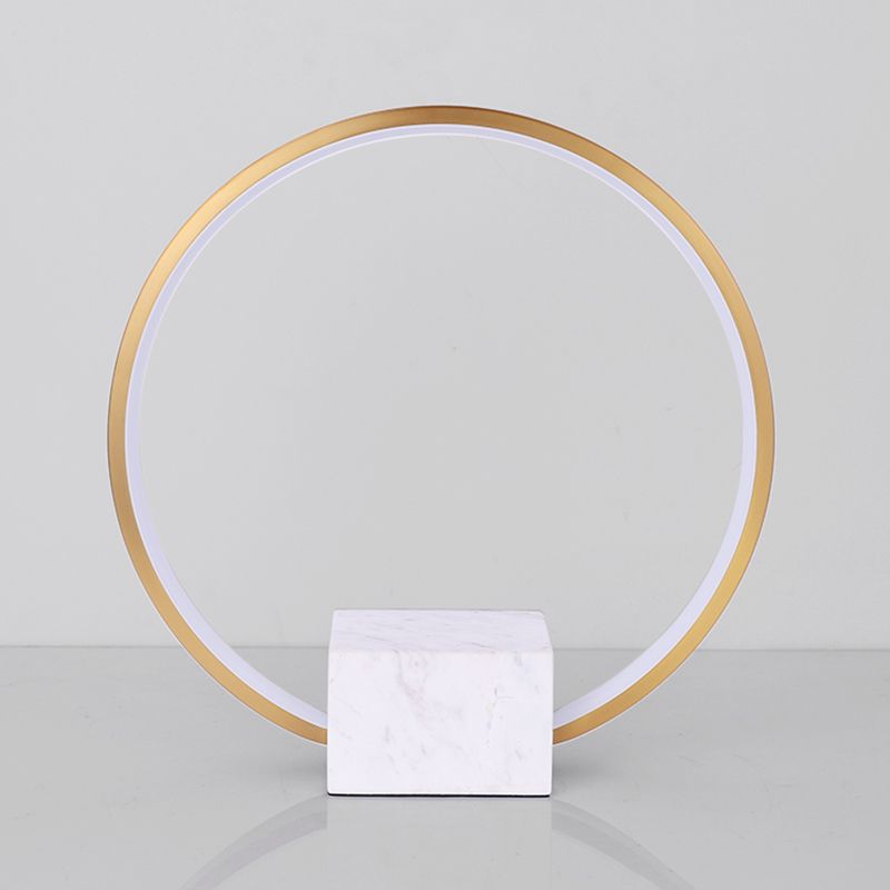Modern Style Circle Shape Table Lamp Metal 1-Light Night Table Lamp in White