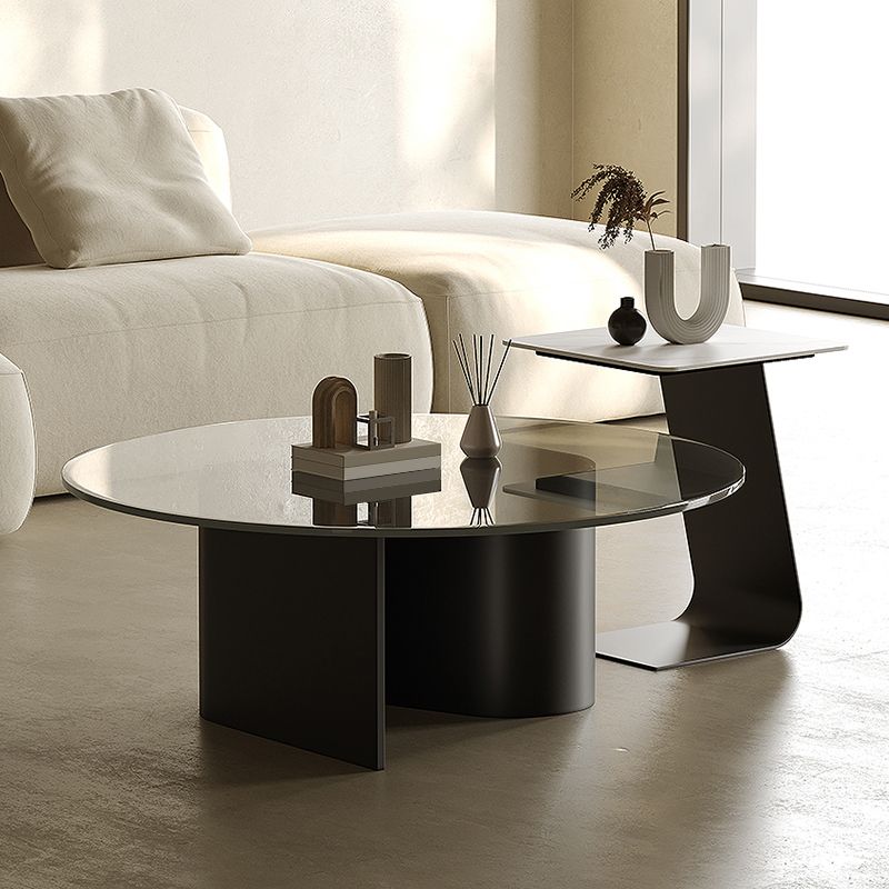 Contemporary Cocktail Table Glass Pedestal Coffee Cocktail Table