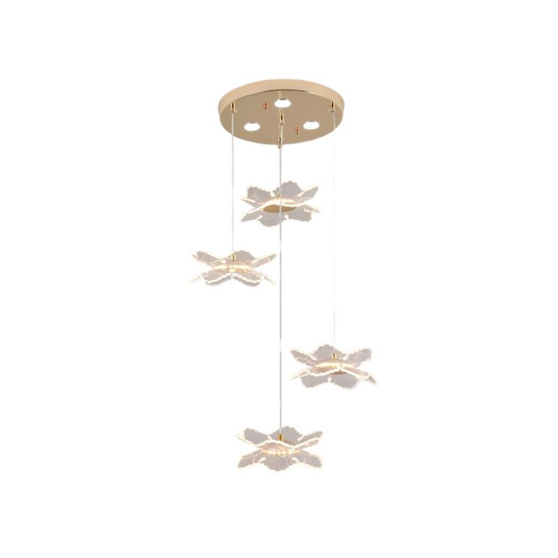 Acrylic Floral Pendant Lighting Modern LED Gold Hanging Lamp for Dining Room