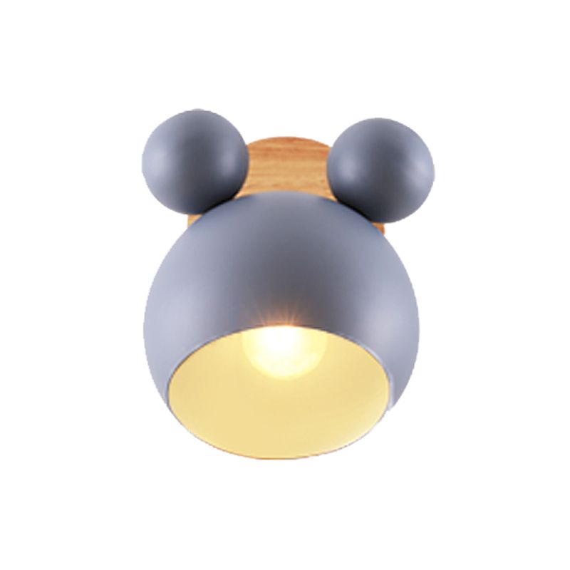 Macaron Cartoon Wall Light 1-Light Wall Mount Lamp with Wood for Living Room