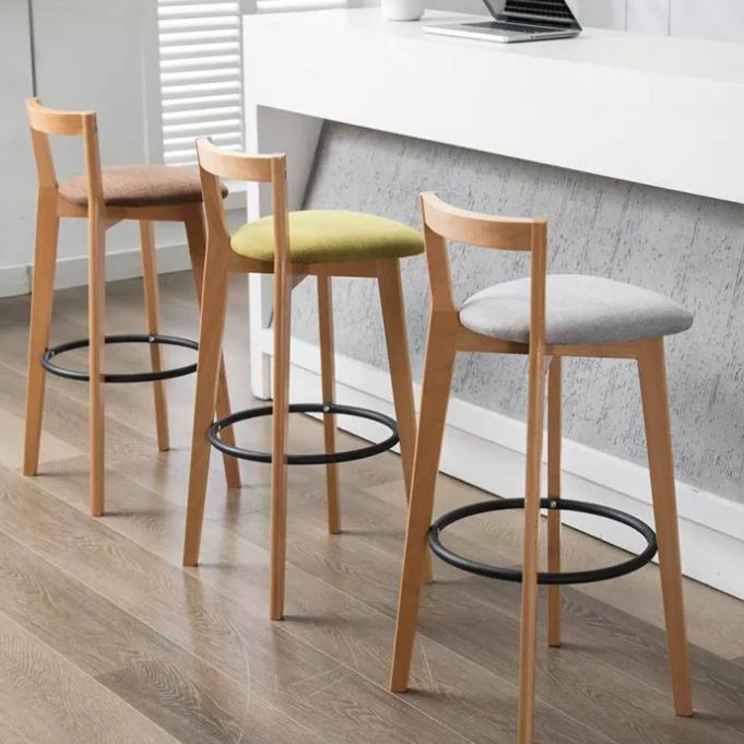 Scandinavian Wood Counter Stool Kitchen Furniture in Matte Finish