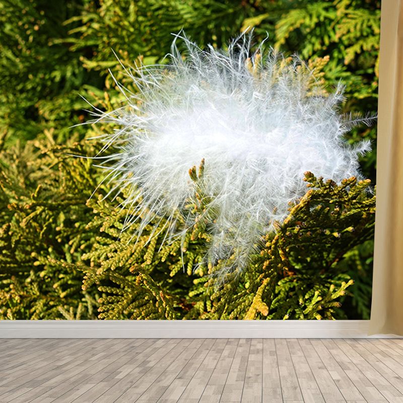 Light Bird Feather Wall Mural Modern Style Mildew Resistant for Living Room