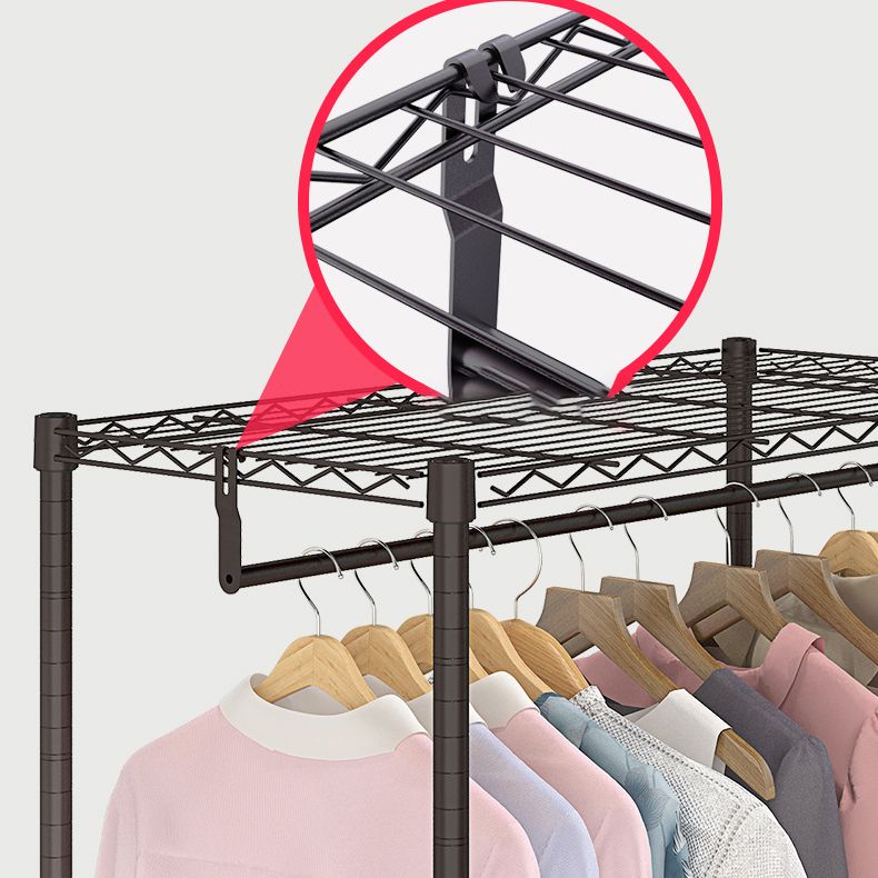 Black Contemporary Style Armoire Metal Steel Armoire for Bedroom