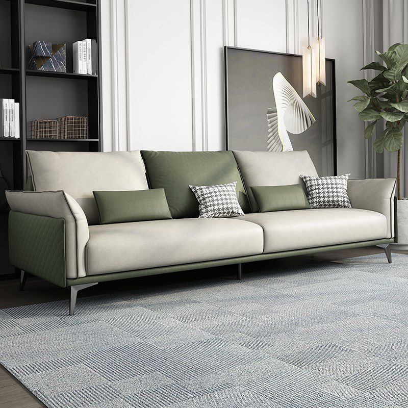 Contemporary Color Block Sofa Stain Resistant Flared Arm Sofa