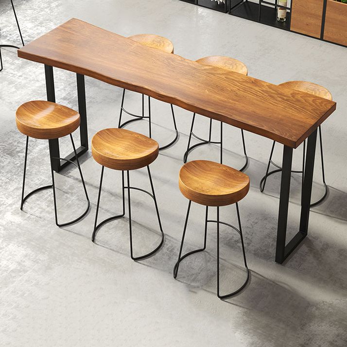 Modern 1/4/7 Pieces Bar Table Set Rectangle Pine Wood Counter Table with Stools for Cafe