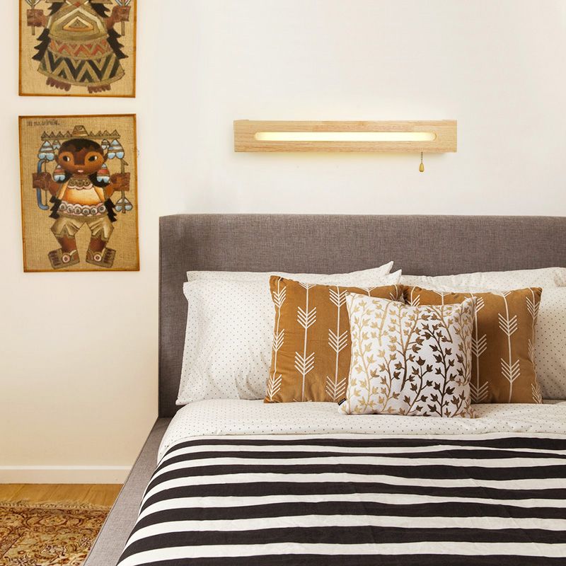 Simplicidad Rectangular LED Medera Madera Madera Madera Medera de pared de la pared de la pared de la pared con cadena de extracción