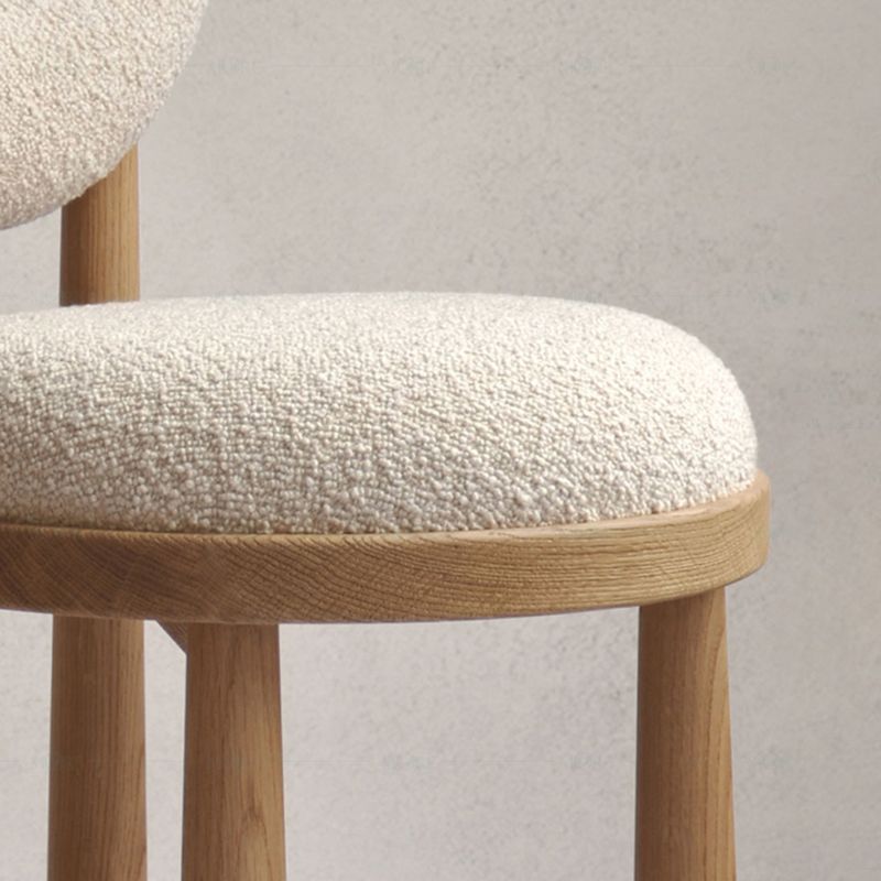 Tight Back Armless Chair Wood Frame Wool Accent Chair with Four Legs